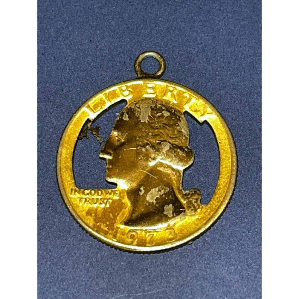 1973 Cut Out Coin Washington Quarter Necklace Pendant